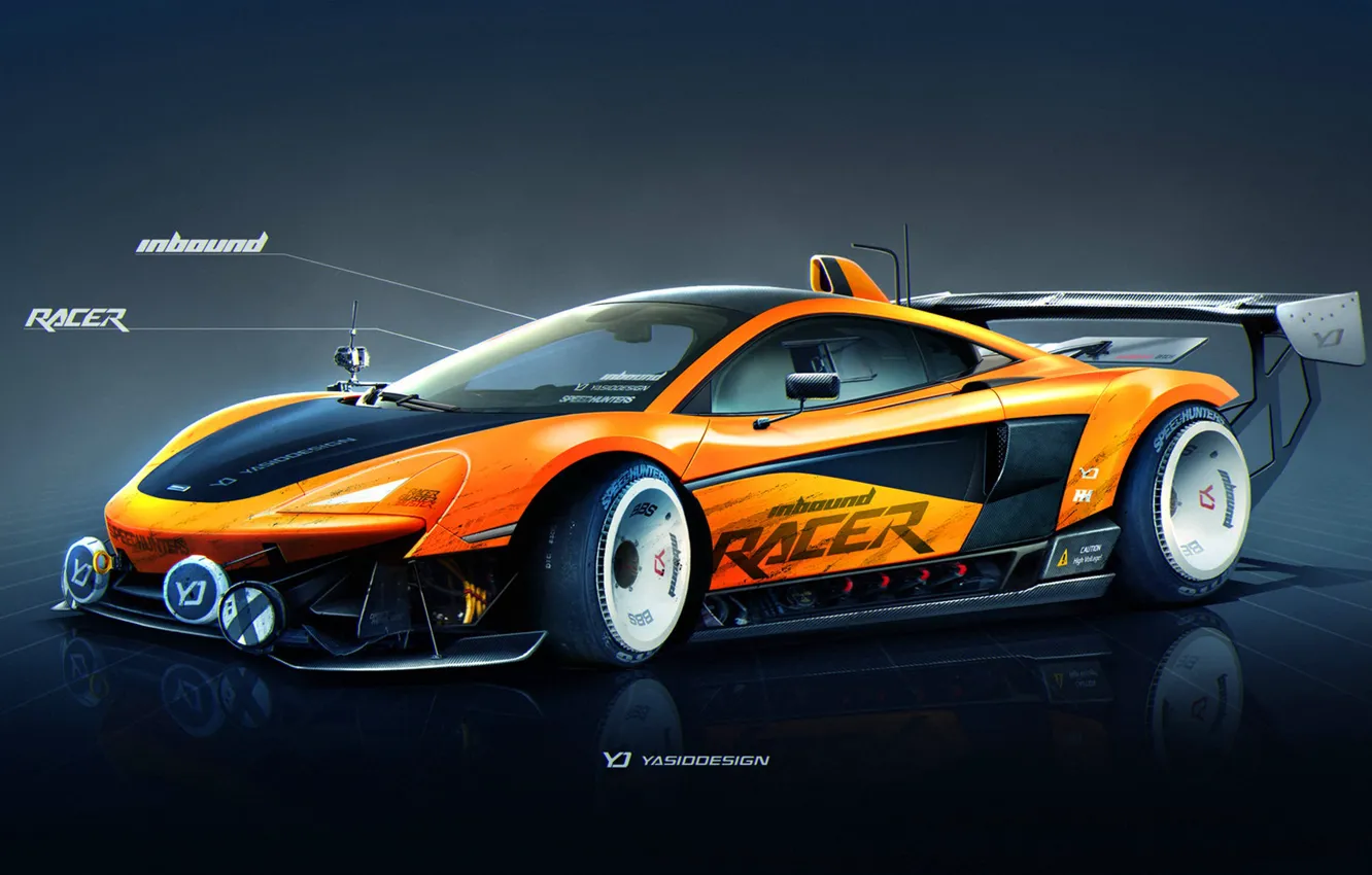 Photo wallpaper McLaren, Auto, Figure, Machine, Orange, Background, Car, Car