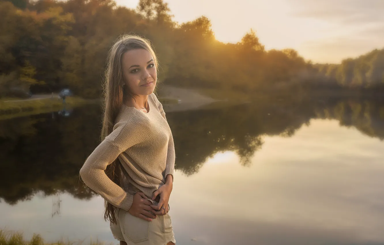 Photo wallpaper girl, sweetheart, is, on the background of nature