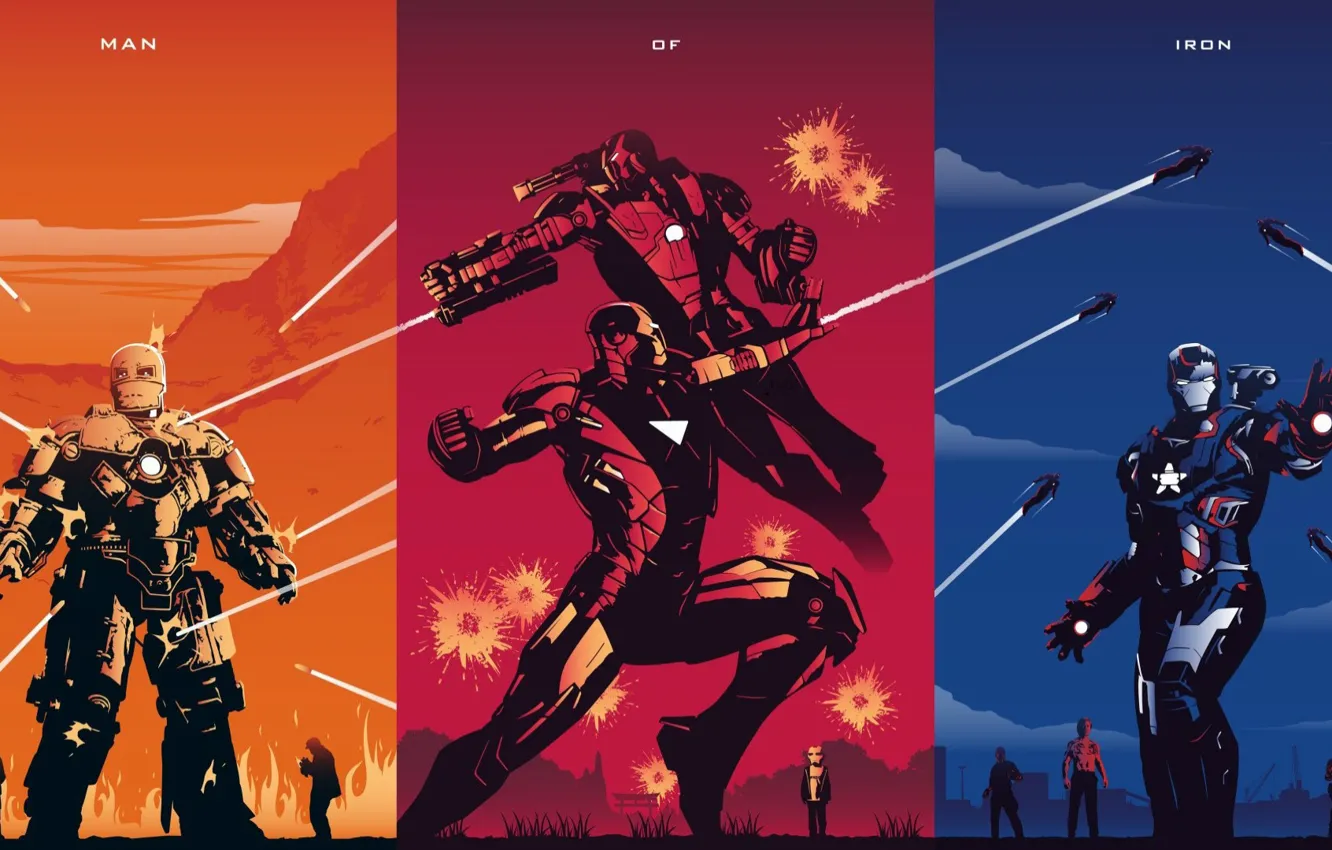 Photo wallpaper fiction, collage, poster, art, characters, Iron Man, films, comic