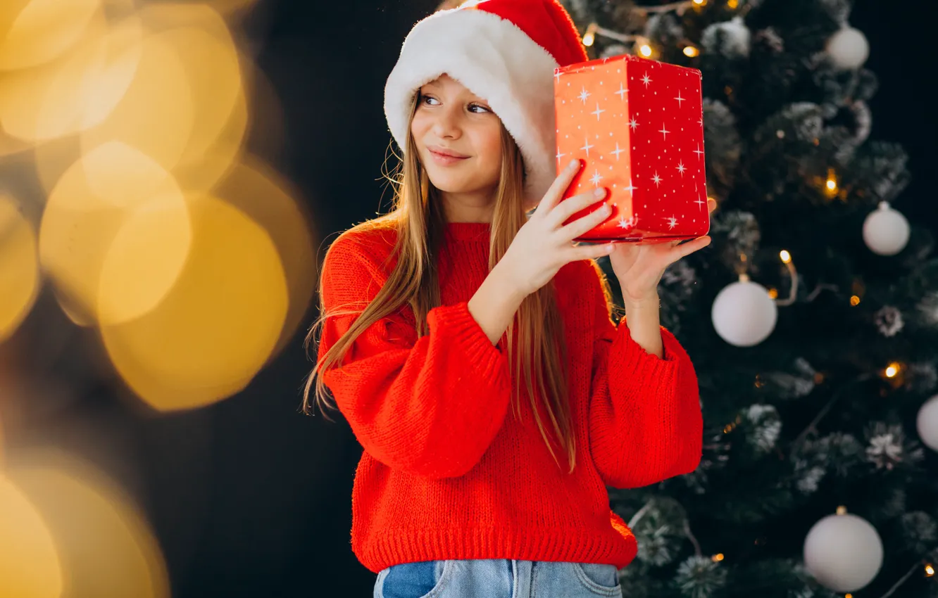 Photo wallpaper new year, Christmas, girl