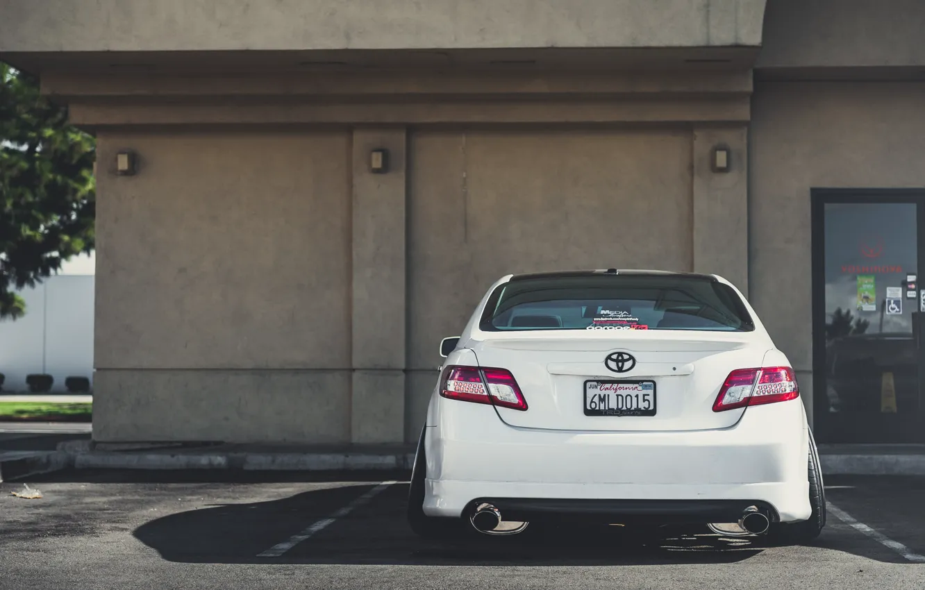 Photo wallpaper back, white, white, toyota, Toyota, camry, Camry, stance