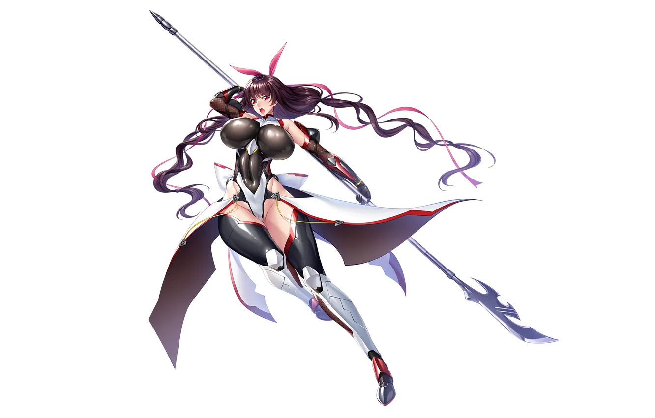 Photo wallpaper girl, sexy, thighhighs, long hair, legs, boobs, anime, beautiful