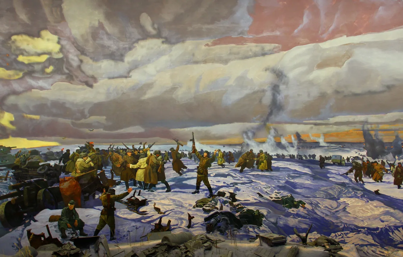 Photo wallpaper Winter, Snow, War, Picture, Moscow, Soldiers, WWII, The Second World War