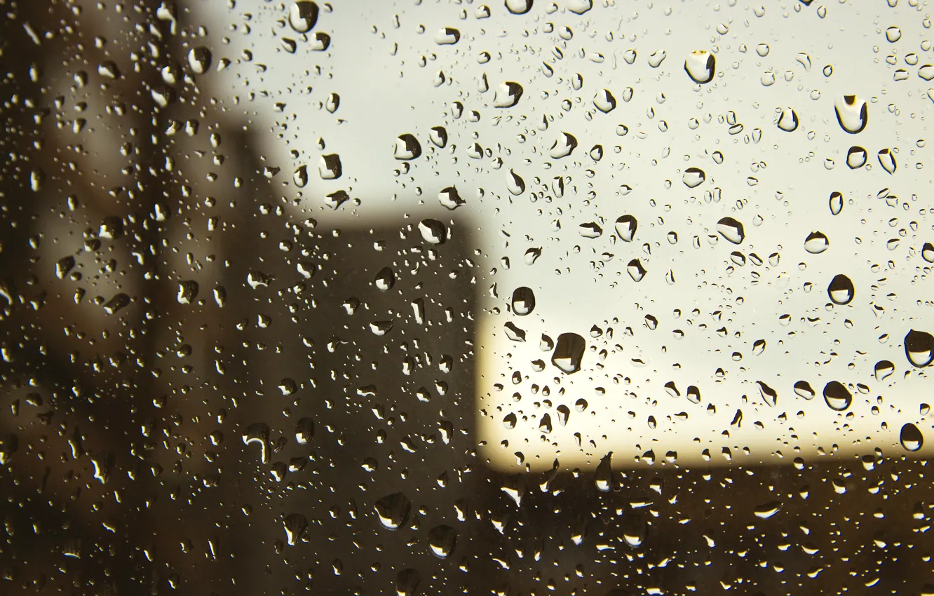 Photo wallpaper autumn, drops, rain, window