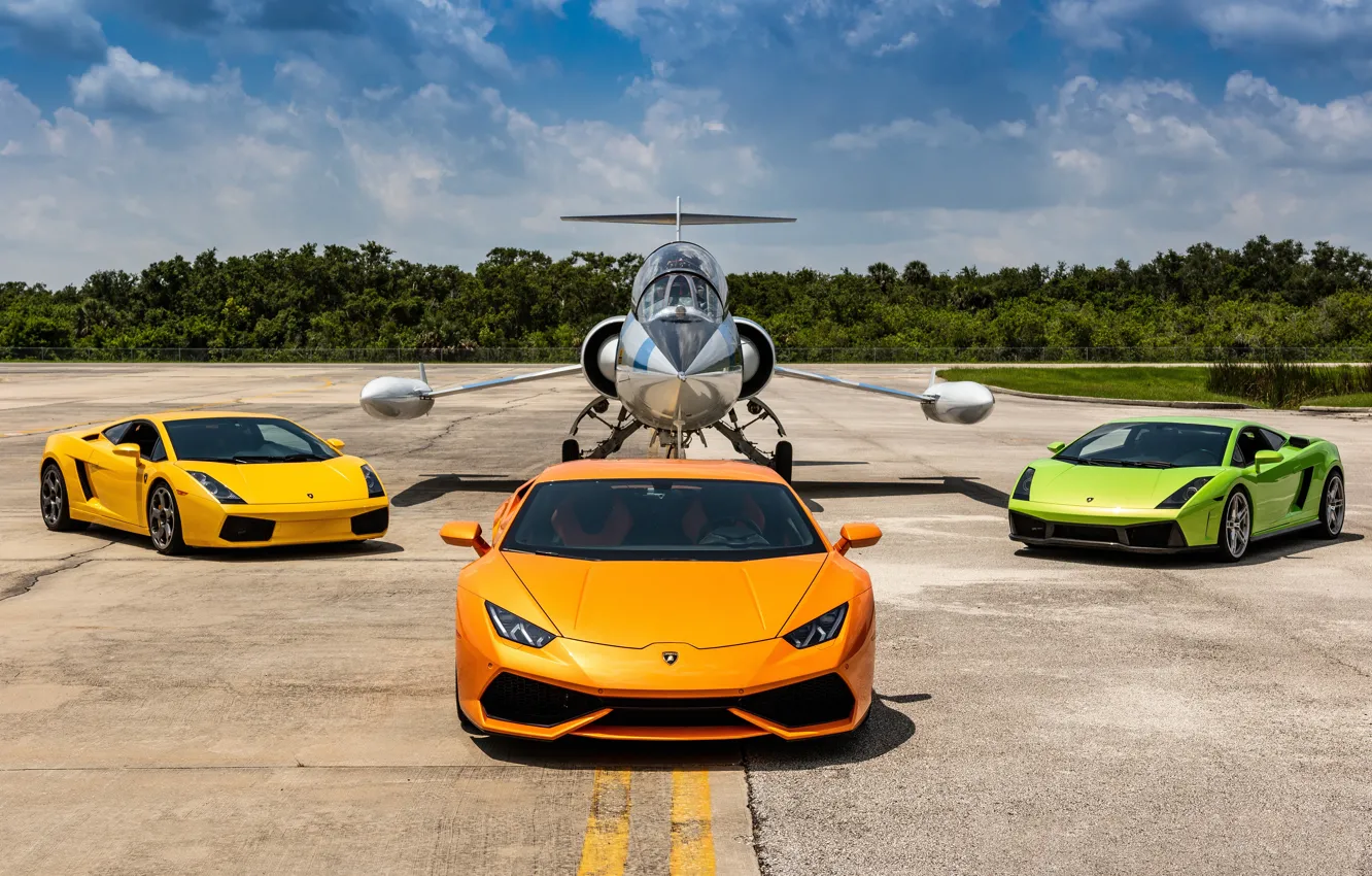 Photo wallpaper Lamborghini, Gallardo, Airplane, Huracan