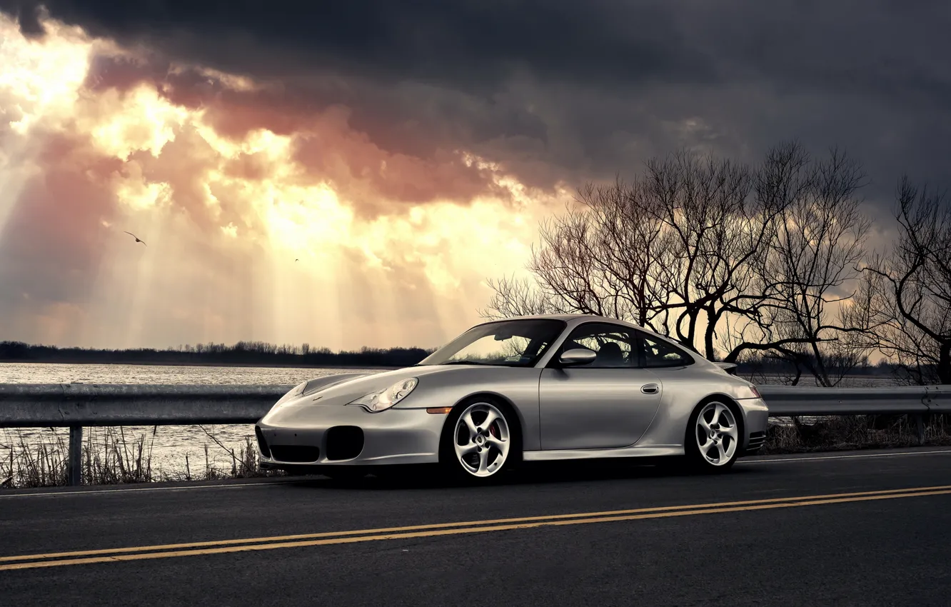 Photo wallpaper car, clouds, Porsche, porsche 911 carrera