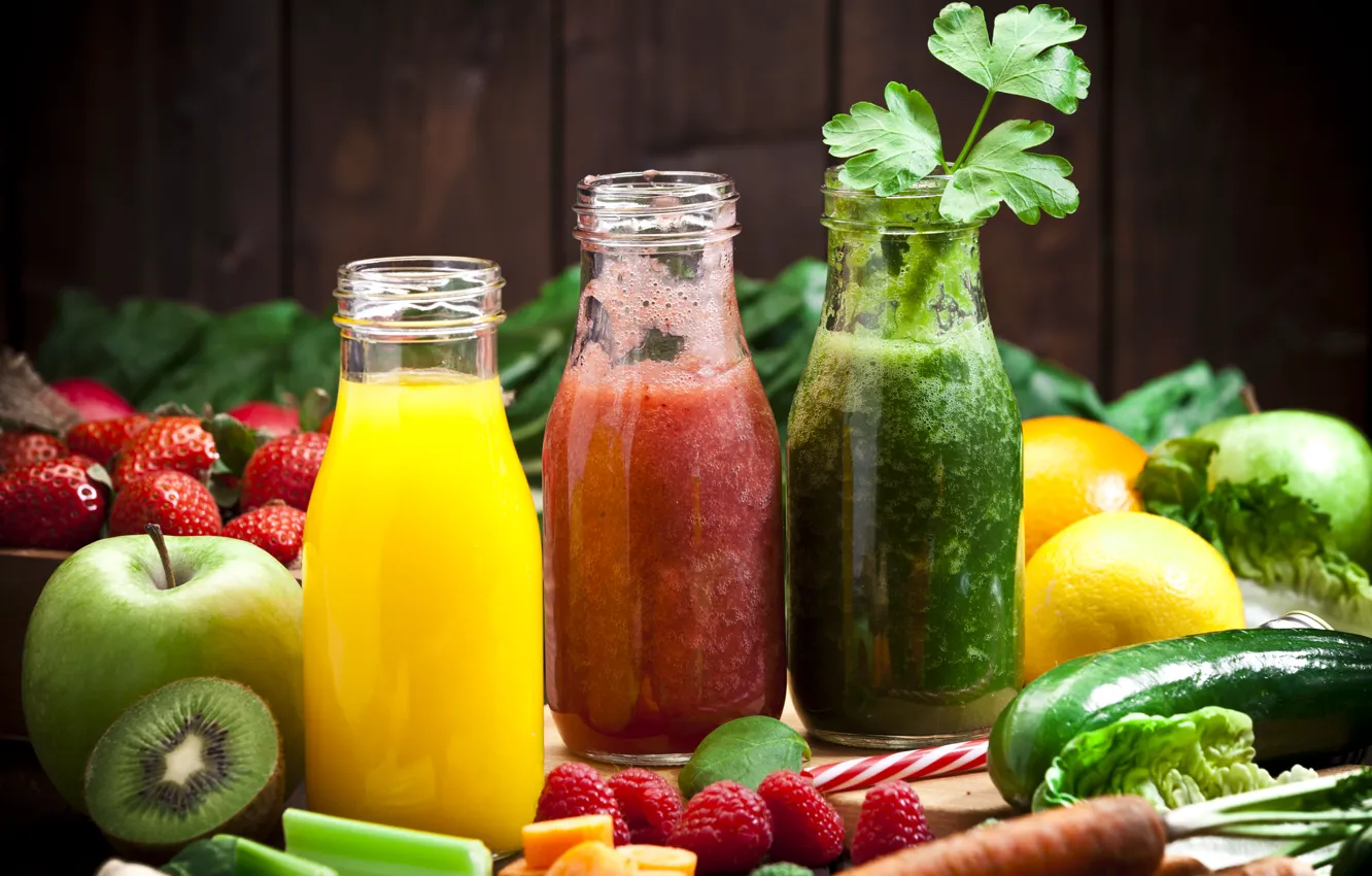 Photo wallpaper juice, fruit, vegetables, fruit, vegetable