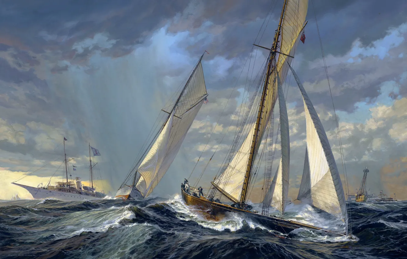 Photo wallpaper sea, yacht, art, Russ Kramer
