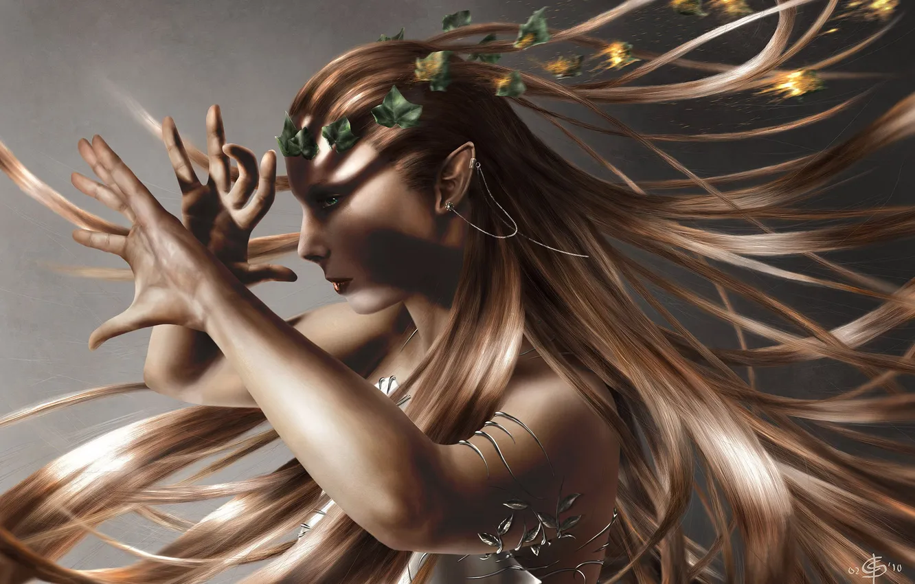 Photo wallpaper girl, hair, hands