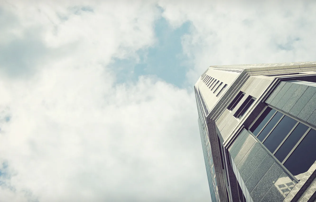 Photo wallpaper the sky, glass, clouds, building, skyscrapers, window, skyscraper