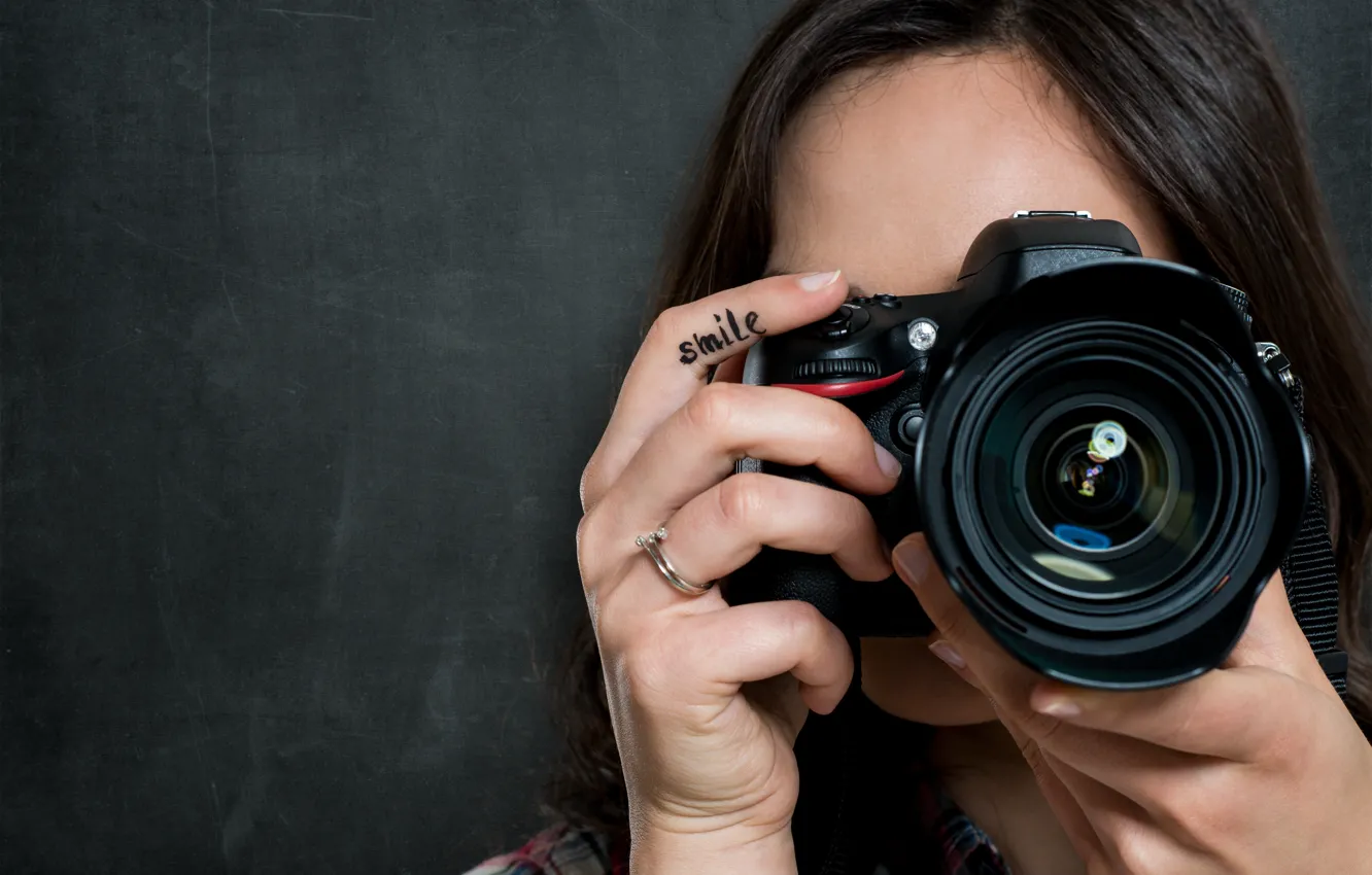 Photo wallpaper smile, camera, photograph