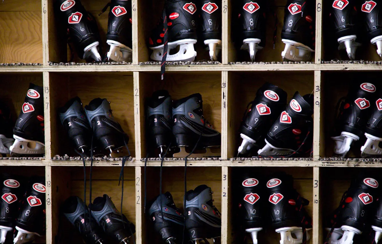 Photo wallpaper ice, texture, hockey, skates, skating