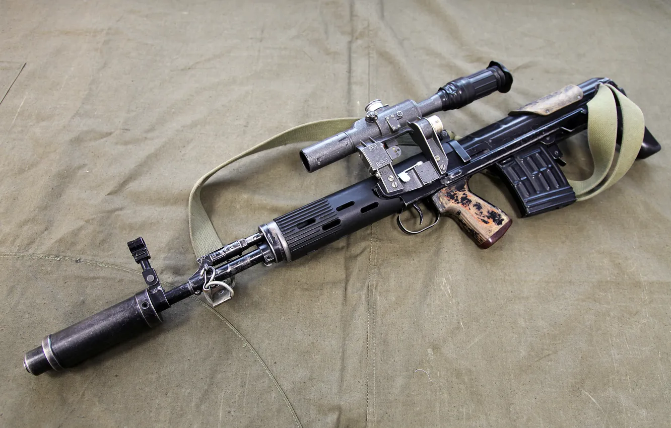 Photo wallpaper weapons, Russia, rifle, sniper, self-loading, SVU-AS, layout bullpup