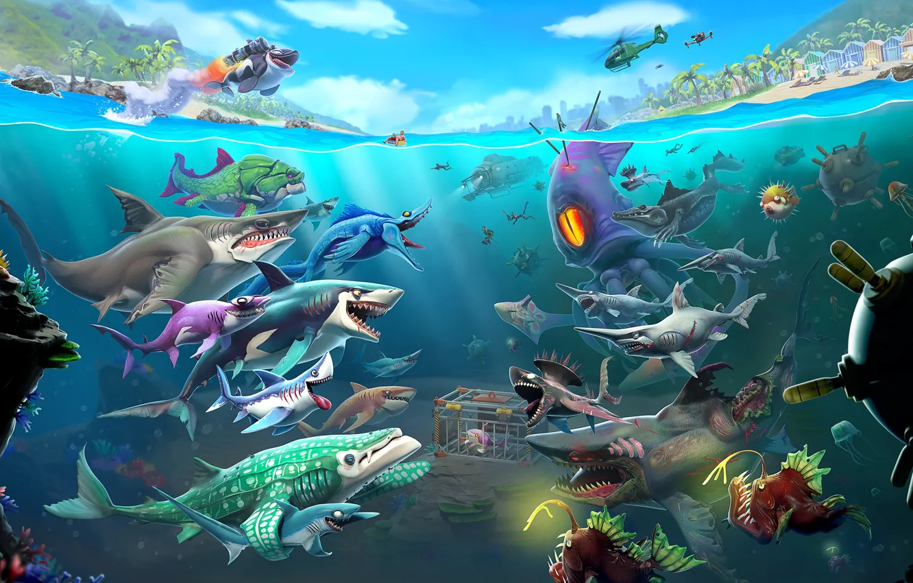 Photo wallpaper Game, VideoGame, Hungry Shark World