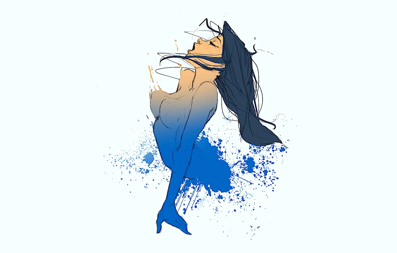 Photo wallpaper girl, minimalism, figure, painting, brunette, digital art, artwork, simple background