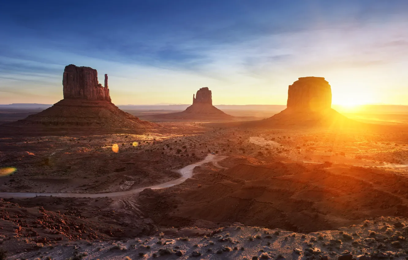 Photo wallpaper mountains, desert, valley, landscape, panorama, arizona, monument valley