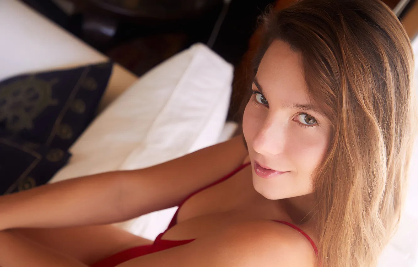 Photo wallpaper cleavage, boobs, model, brunette, tits, breasts, gorgeous, posing