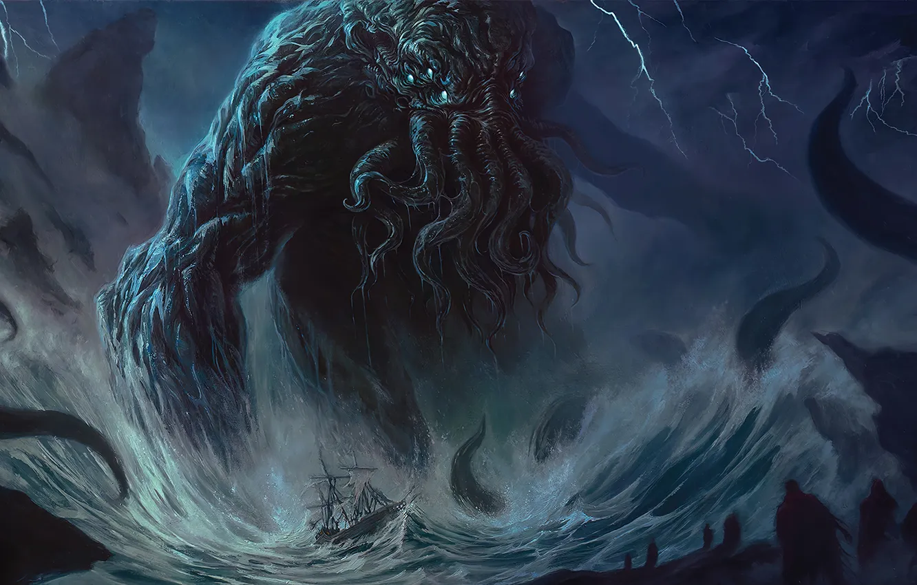 Photo wallpaper Cthulhu, ocean, water, giant, creature