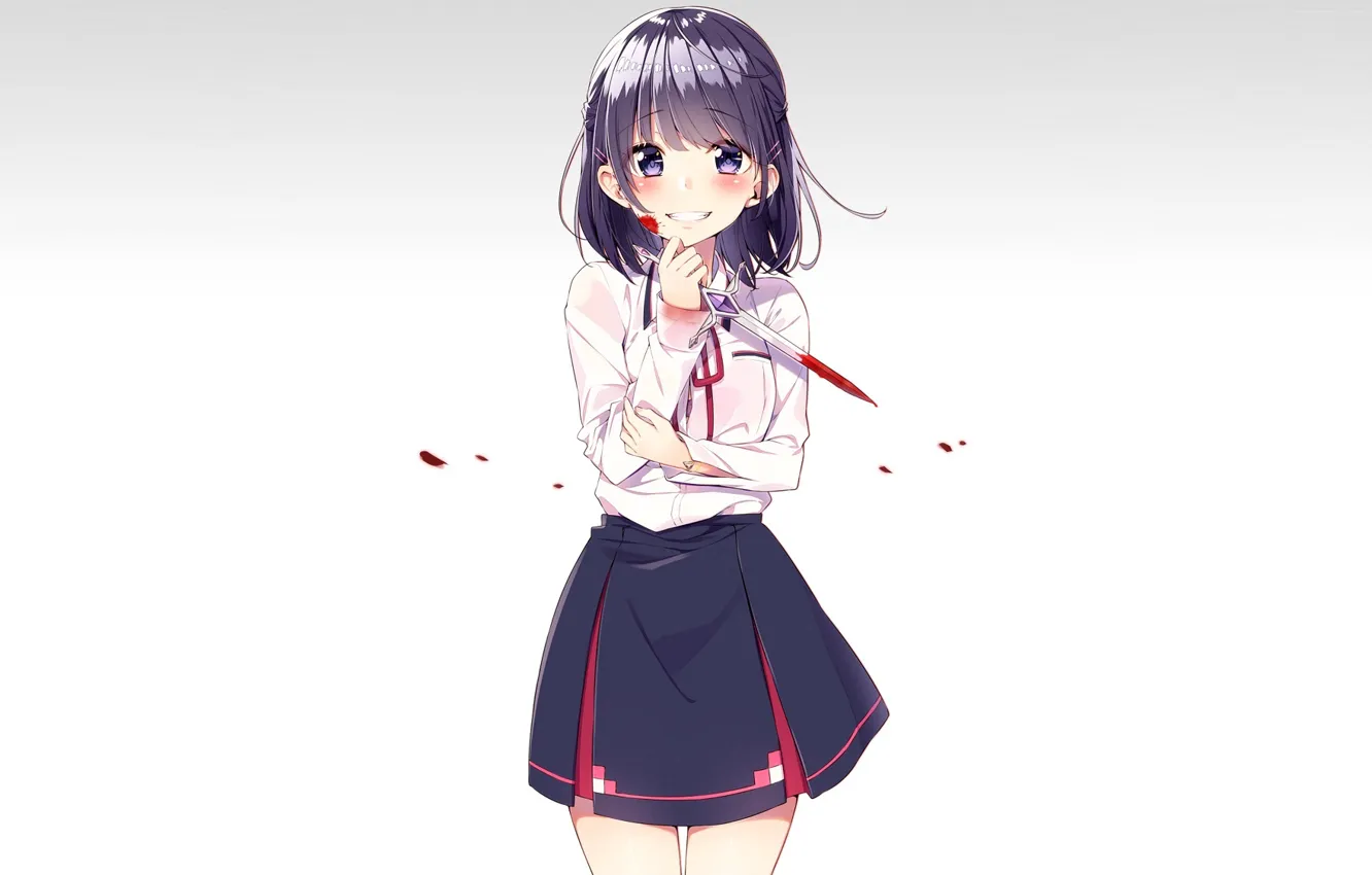 Photo wallpaper girl, blood, knife