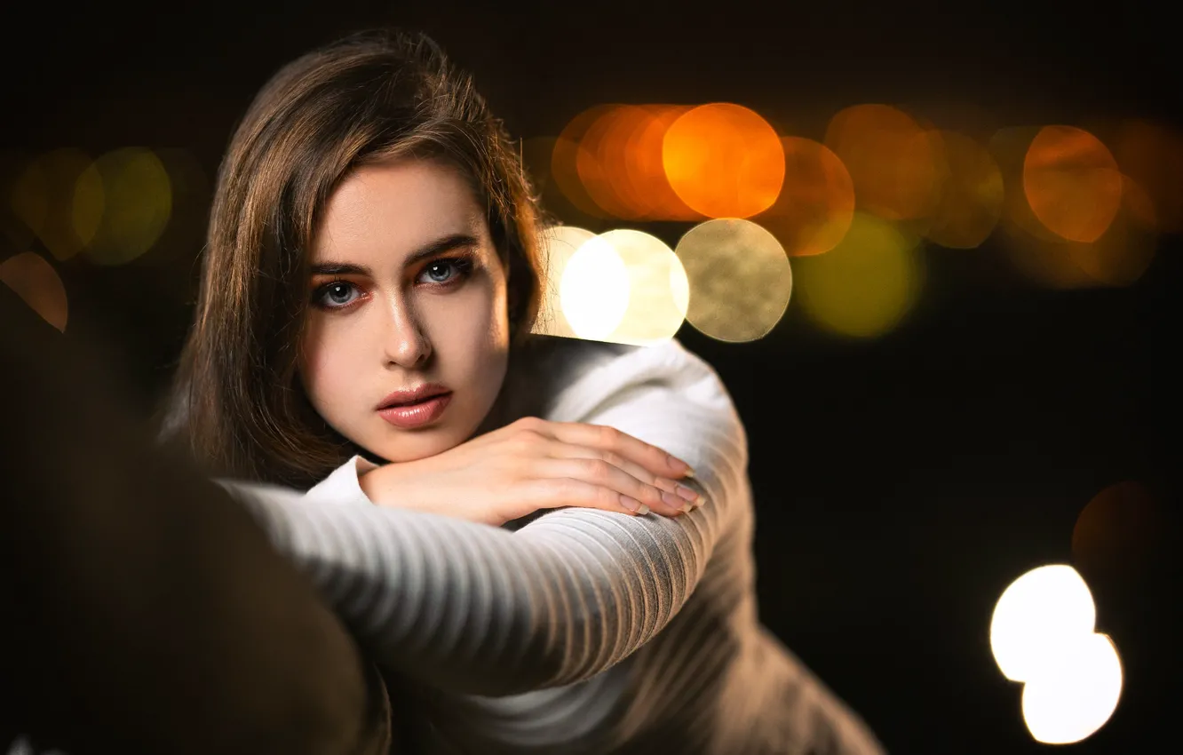 Photo wallpaper look, girl, hair, bokeh, Celia