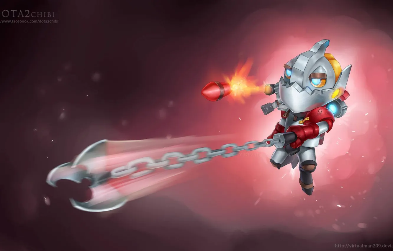 Wallpaper chibi, dota 2, virtualman209, hookshot, rocket flare, clockwerk for mobile and desktop