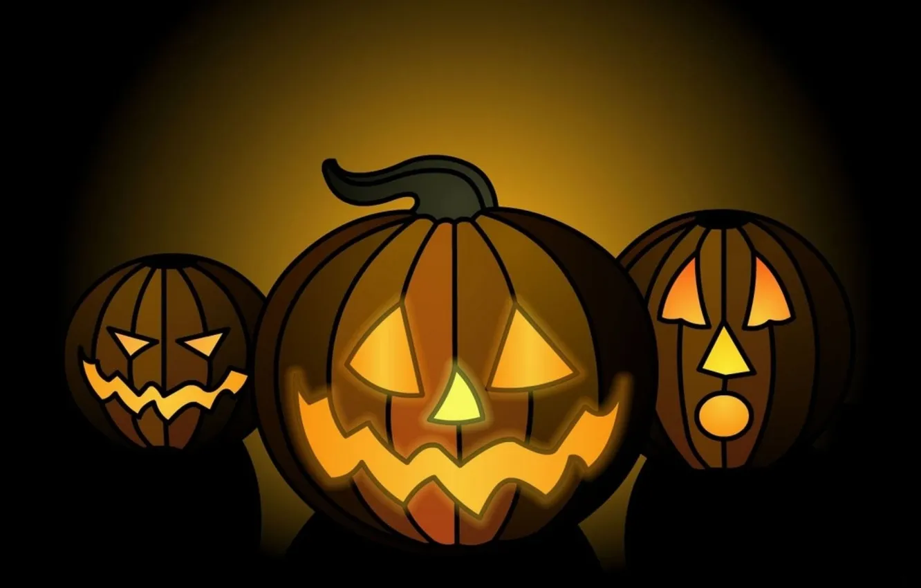 Photo wallpaper Halloween, pumpkin, Halloween, trio