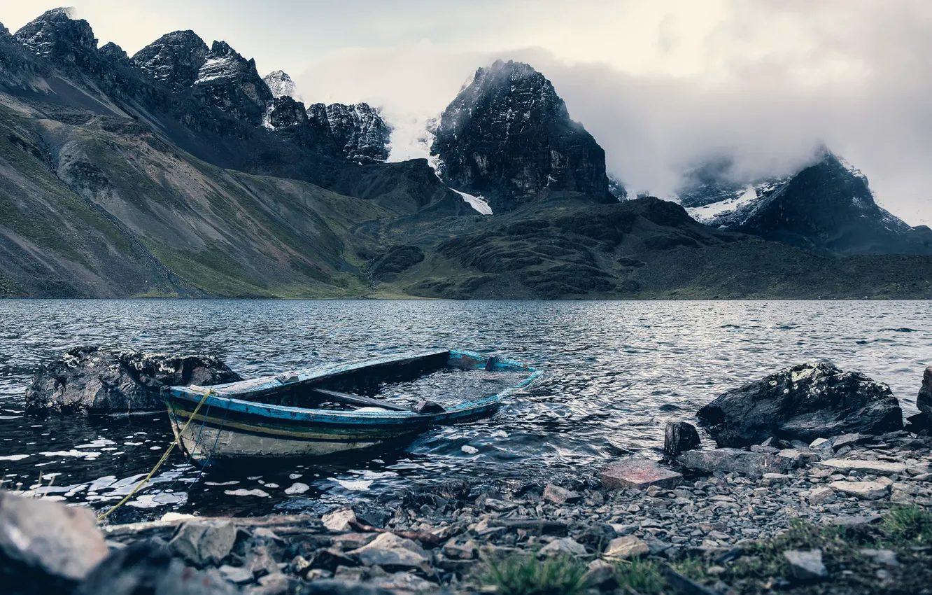 Photo wallpaper sea, shore, boat