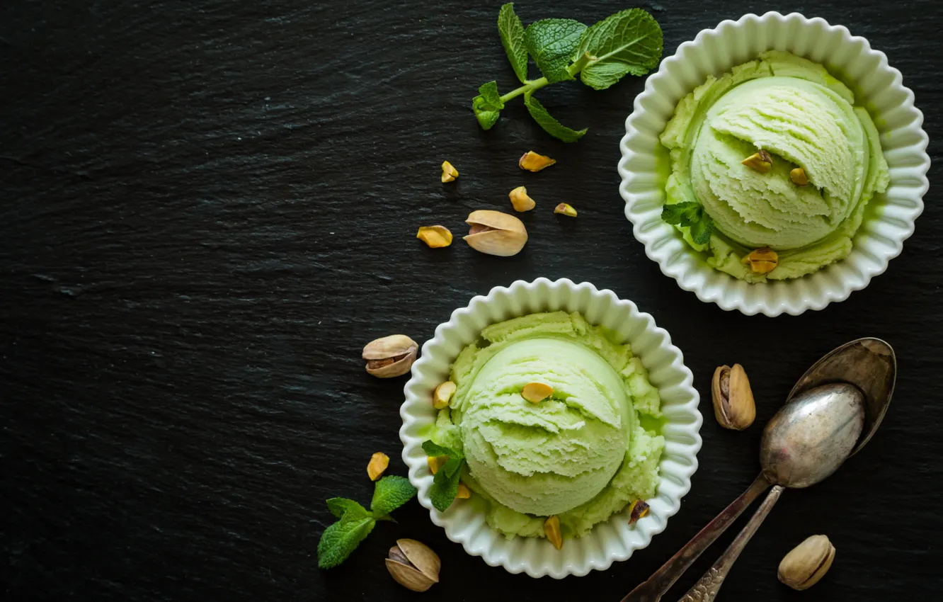 Photo wallpaper ice cream, nuts, dessert, pistachio