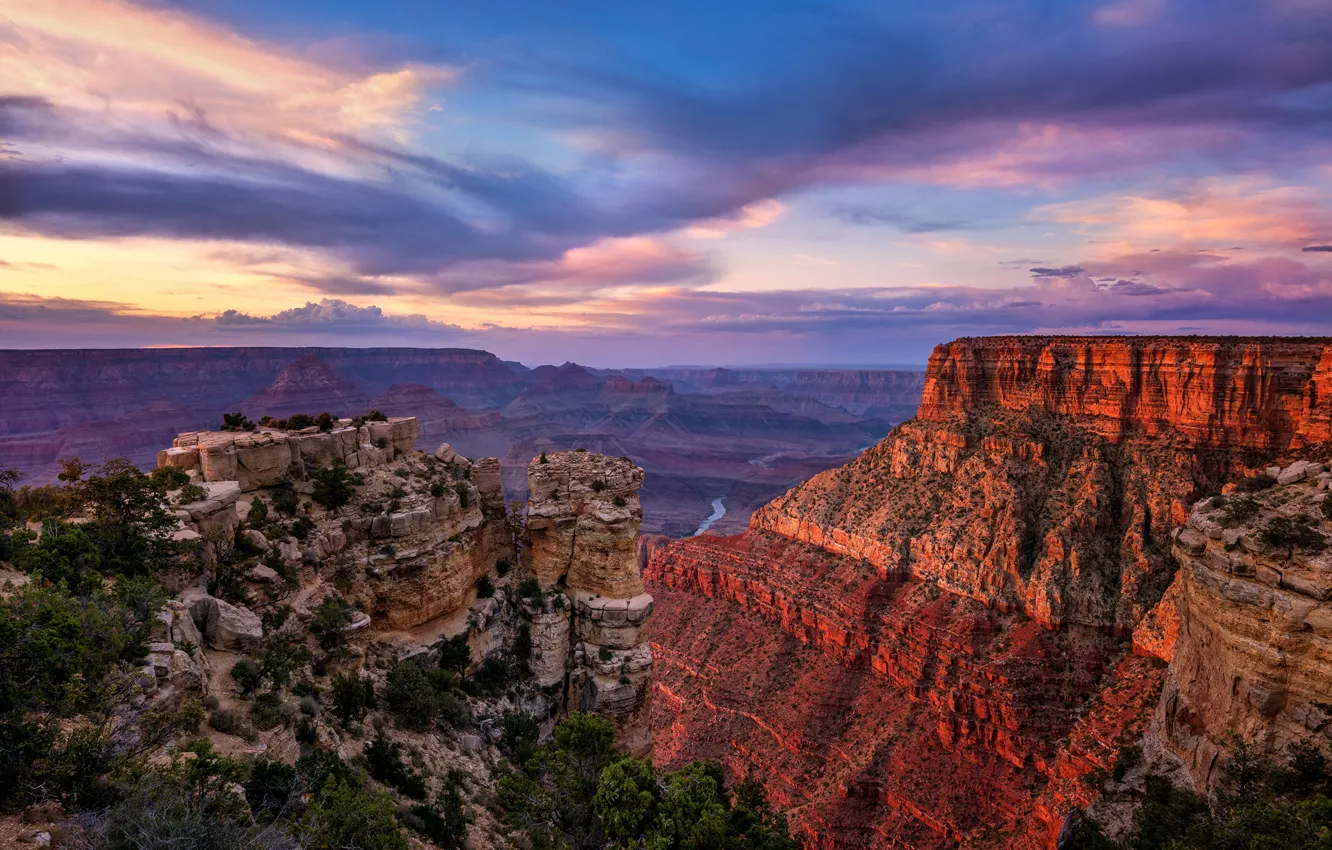 Photo wallpaper the sky, sunset, Park, rocks, USA, The Grand Canyon, Arizona