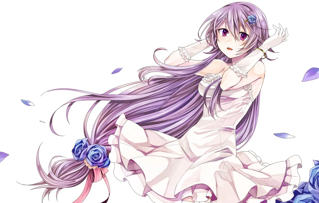 Photo wallpaper girl, flowers, the wind, dress, art, toudou charo, Utau