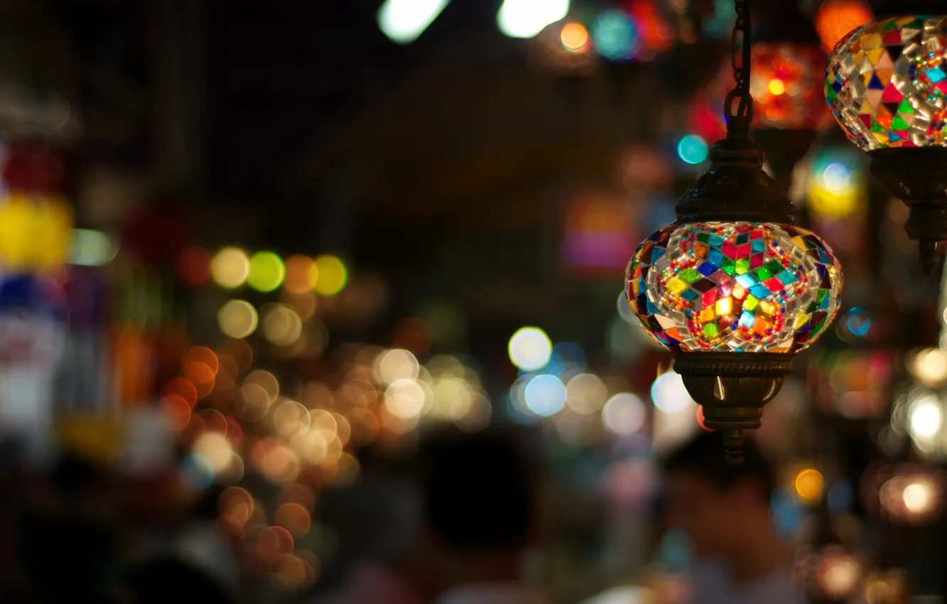 Photo wallpaper night, the city, lamp