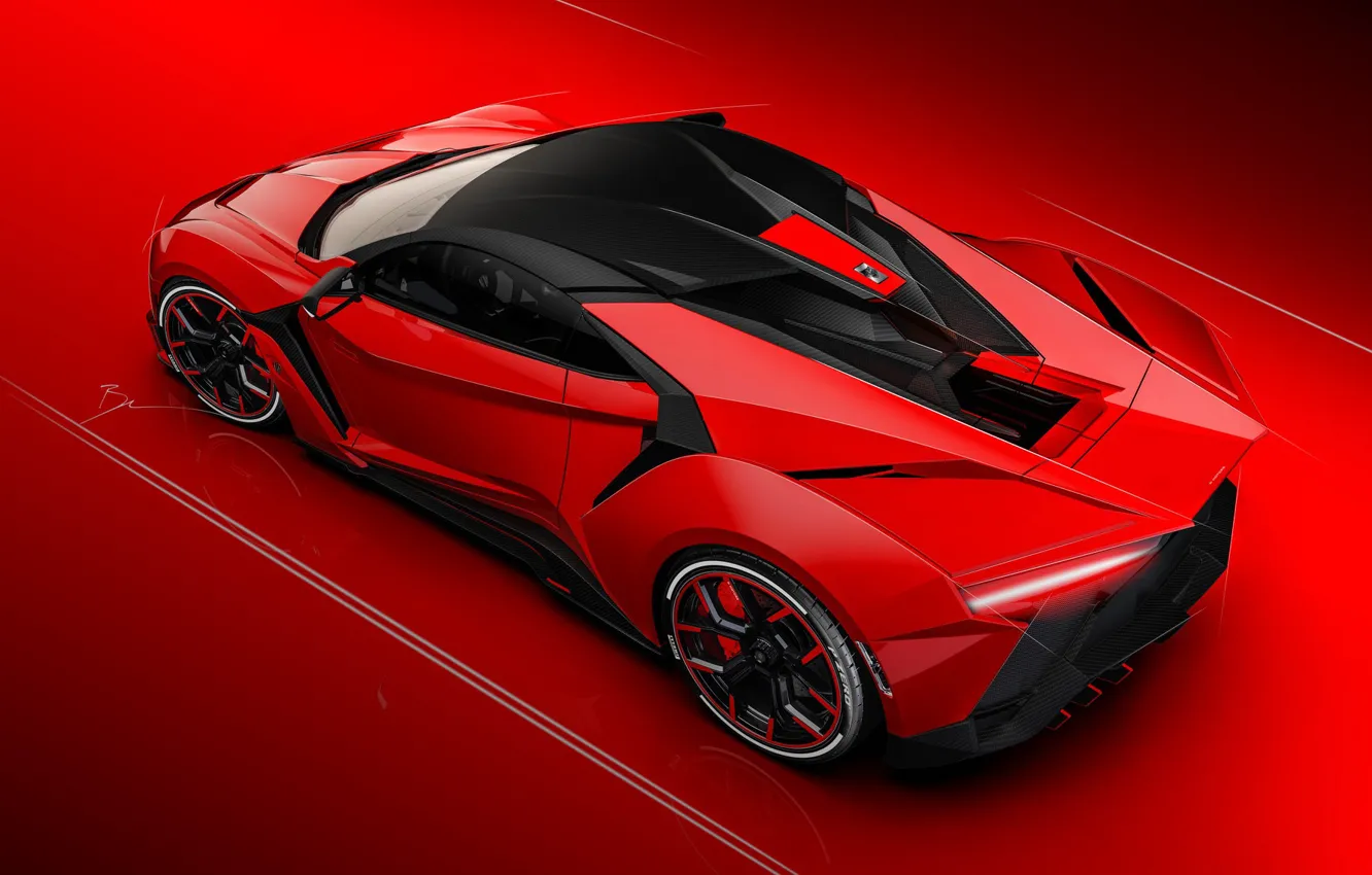 Photo wallpaper Red, Auto, Machine, Rendering, Concept Art, SuperSport, Fenyr, Transport & Vehicles