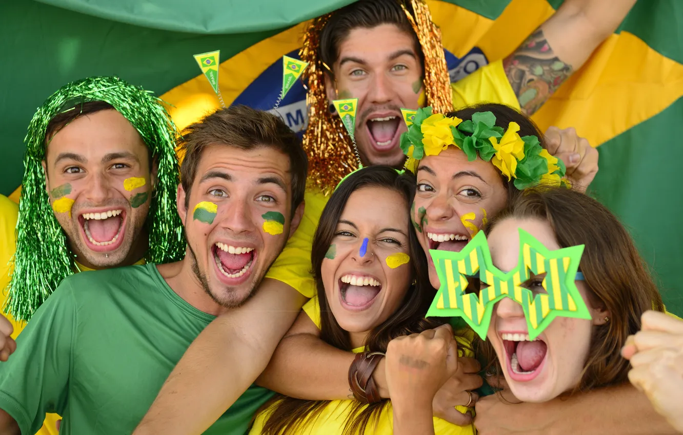 Photo wallpaper football, fans, Brasil, FIFA, Football Fans