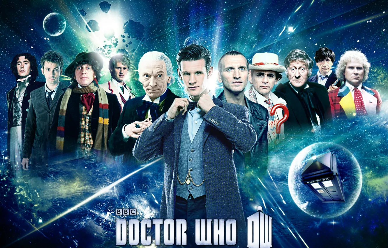 Photo wallpaper look, space, stars, smile, art, actors, Doctor Who, men