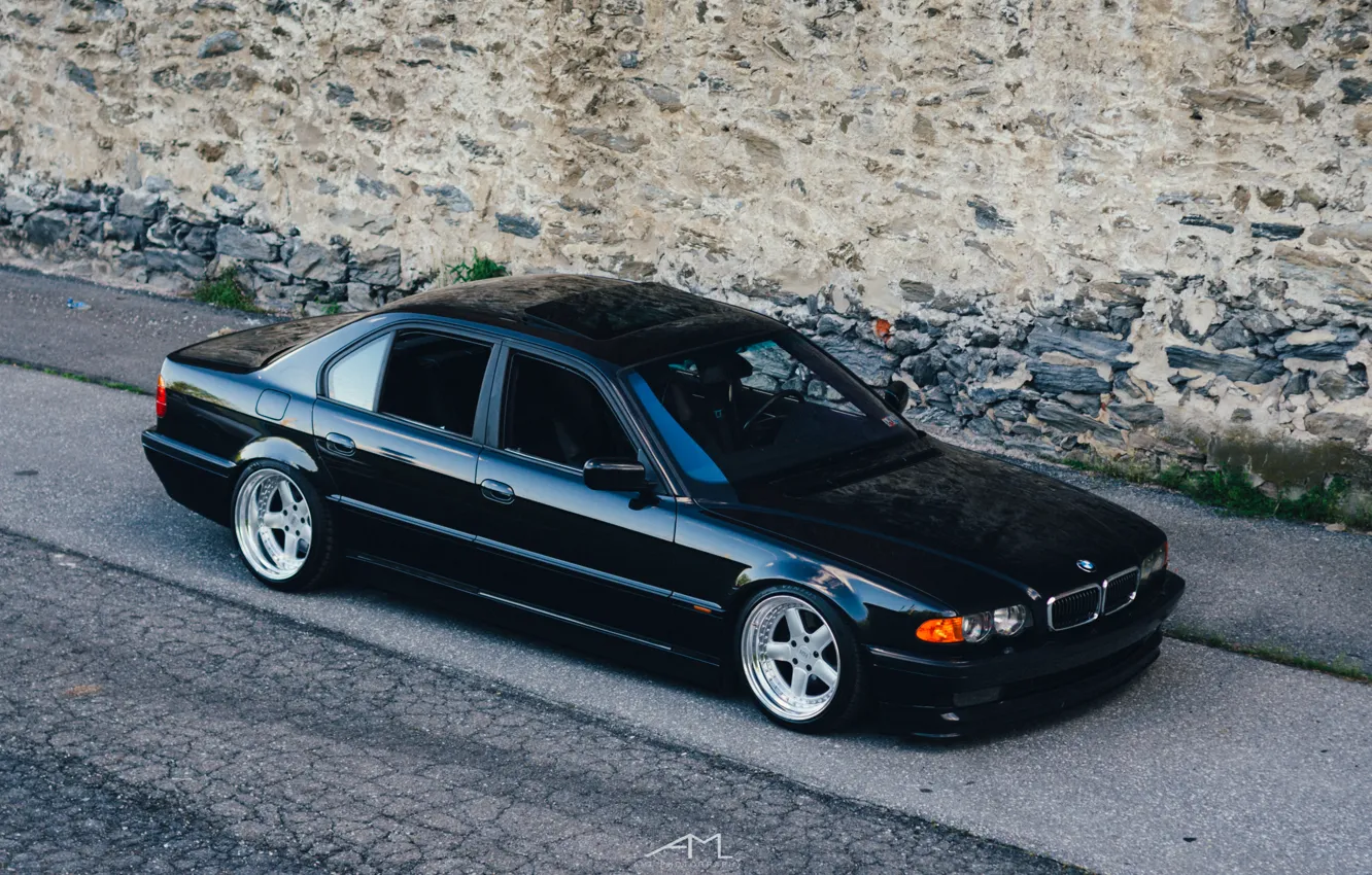 Photo wallpaper BMW, stance, E38