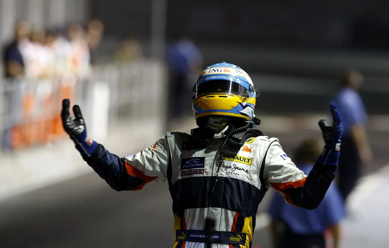 Photo wallpaper 2008, Singapore, formula 1, Fernando Alonso, ING Renault F1 Team