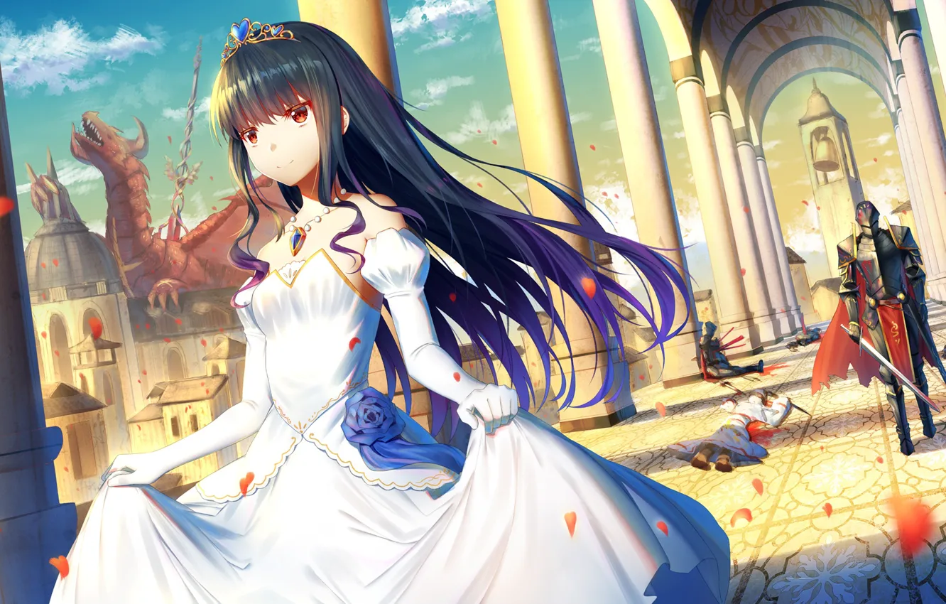 Photo wallpaper girl, dragon, art, knight, Princess, ji dao ji