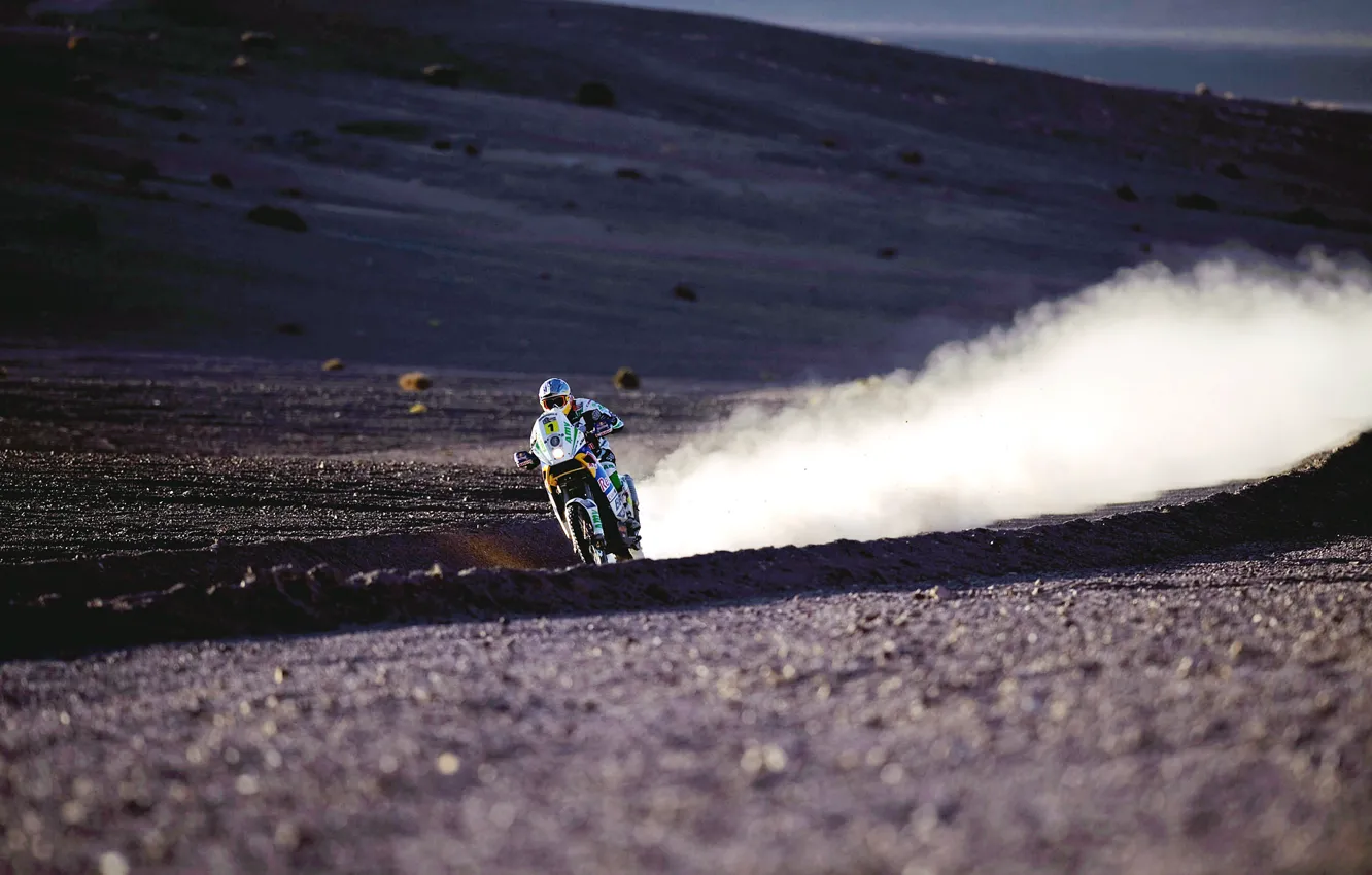 Photo wallpaper road, sport, desert, dust, rally, rally, desert, moto racing
