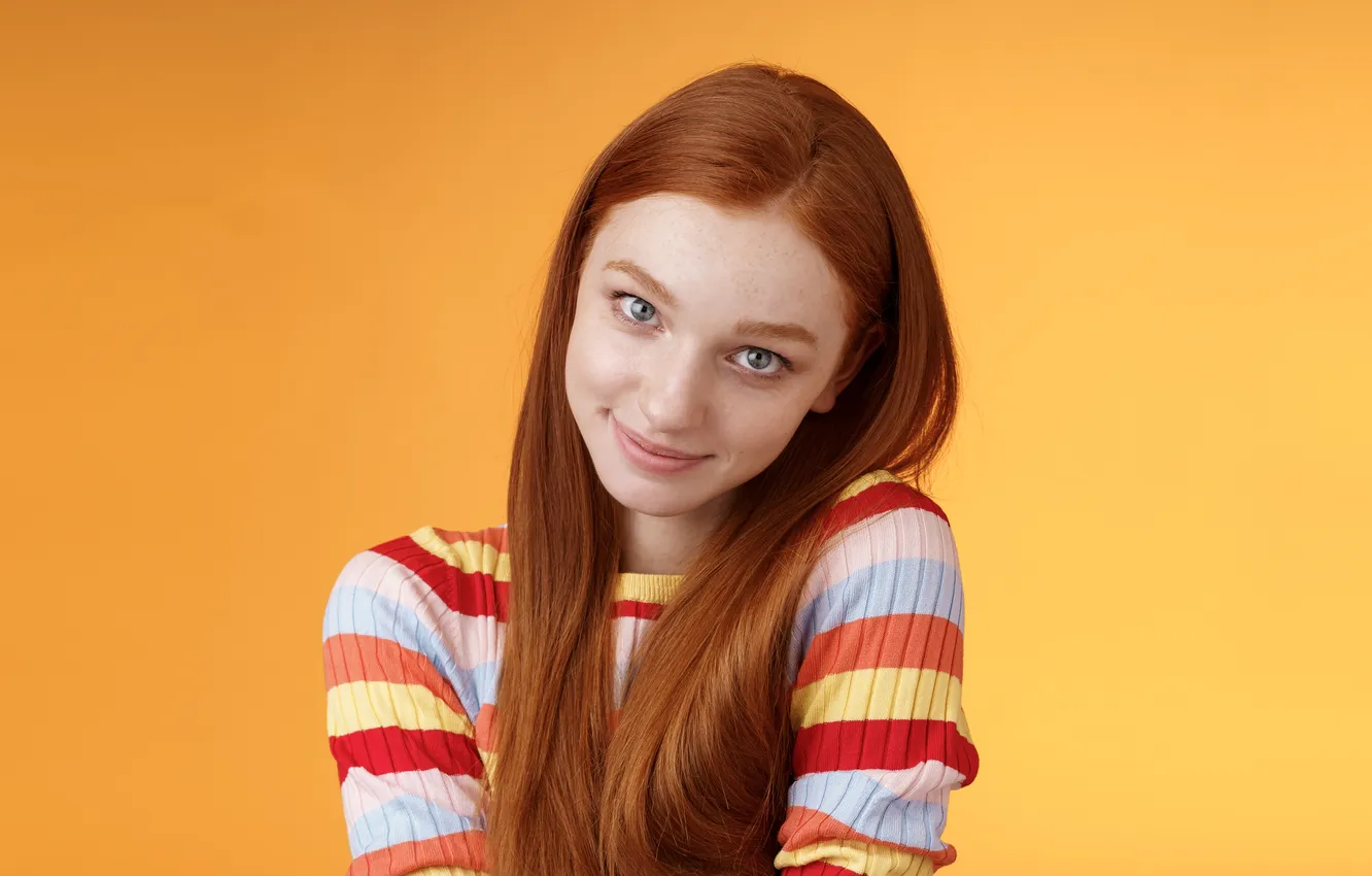 Photo wallpaper woman, beautiful, model, sweet, redhead, portrait, adorable, long-haired