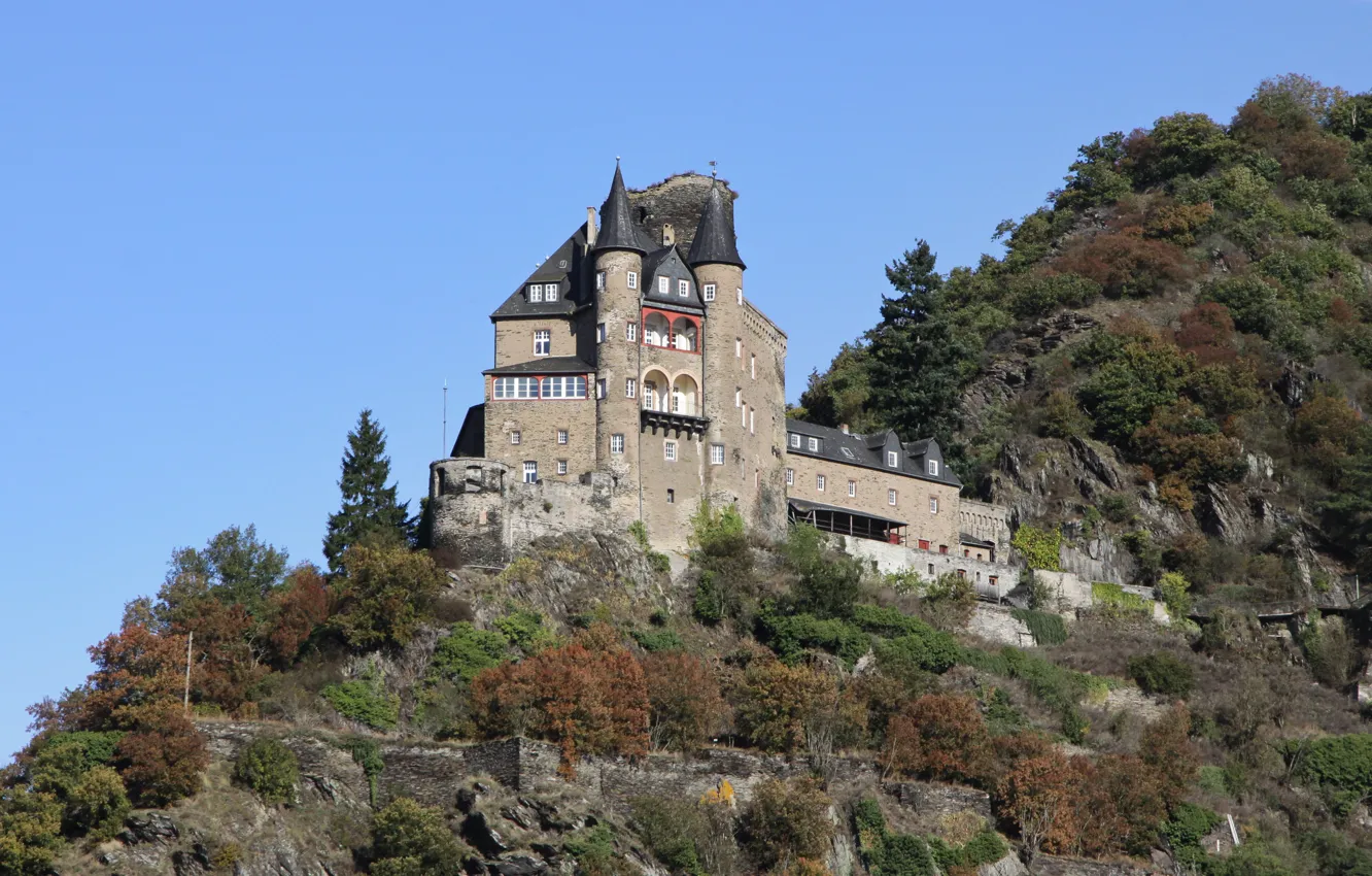 Photo wallpaper Germany, Germany, Castle Katz, Burg Katz Castle, Castle Katz, Saint Goarshausen, St. Goarshausen
