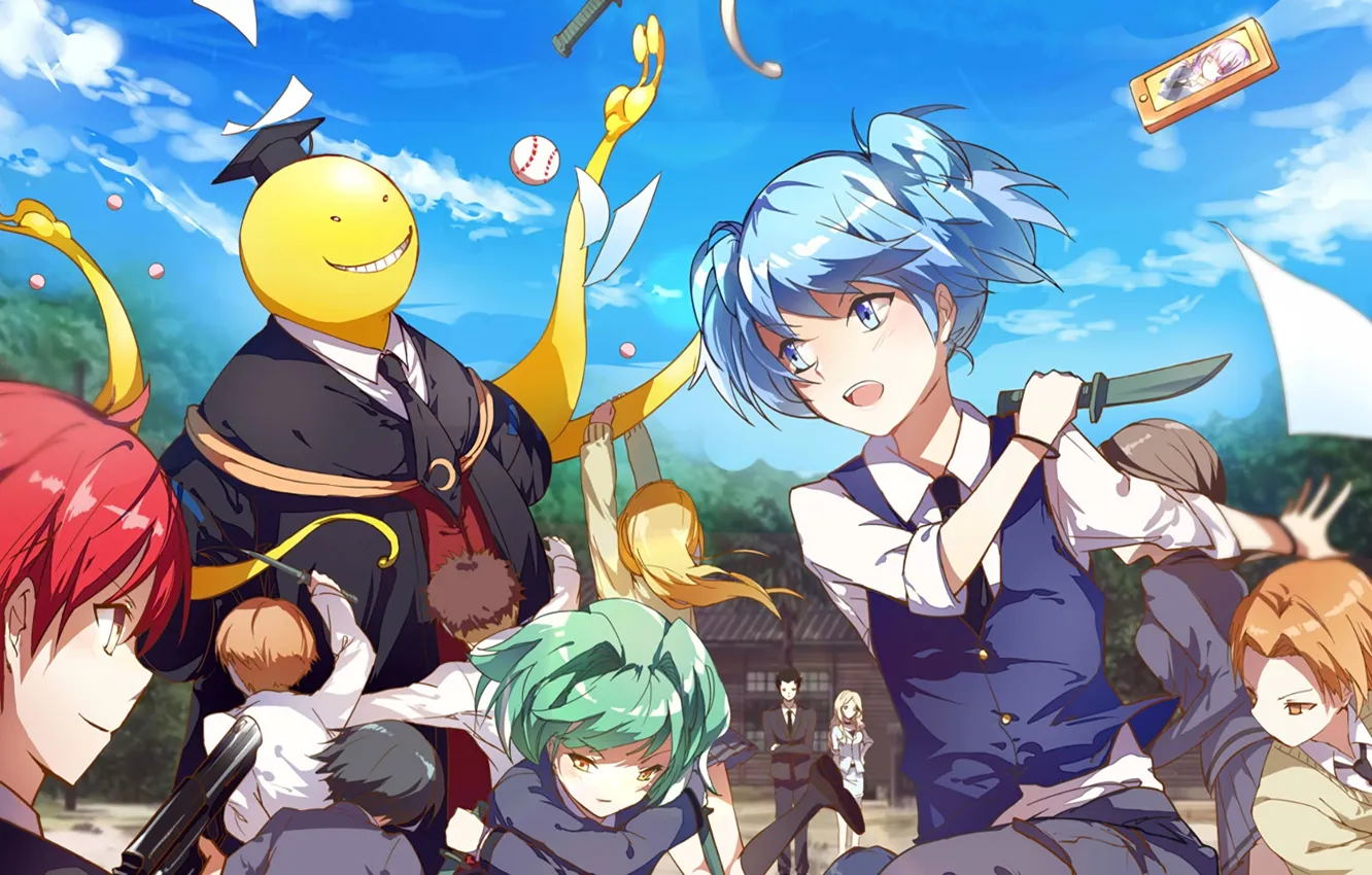 Photo wallpaper children, weapons, anime, Ansatsu Kyoushitsu, Assassination Classroom, the class assassins, Koro Sensei