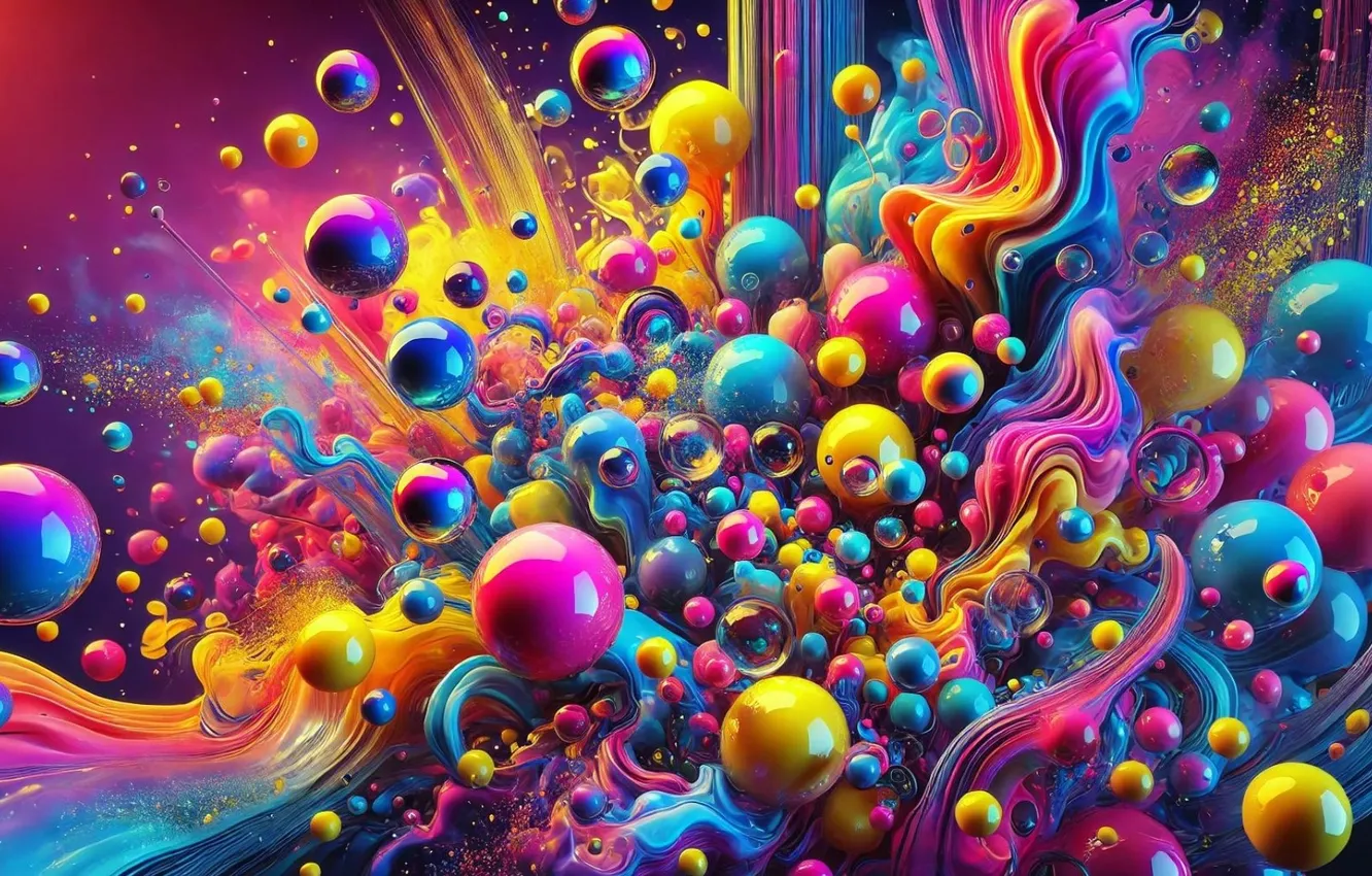 Photo wallpaper colorful, balls, art