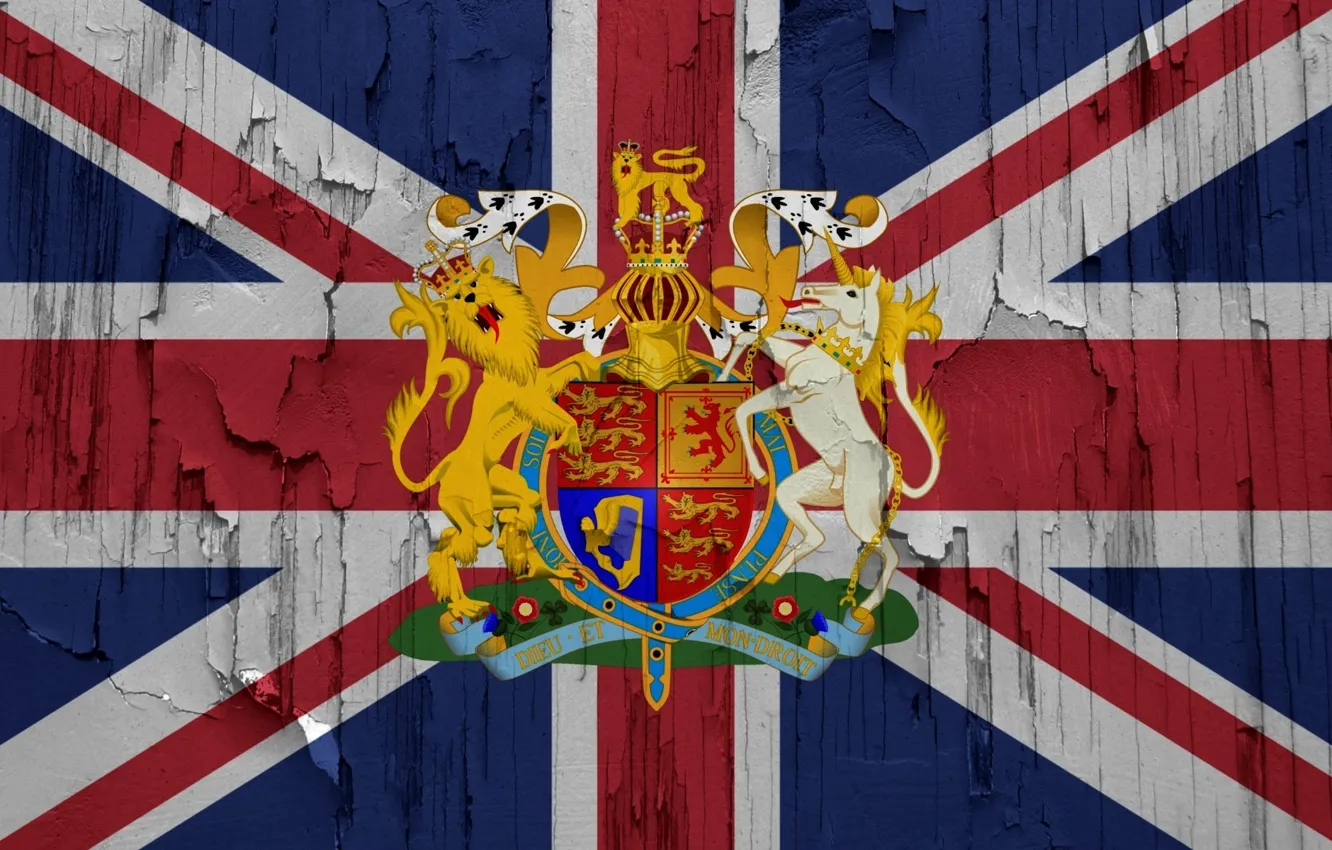 Photo wallpaper flag, coat of arms, UK