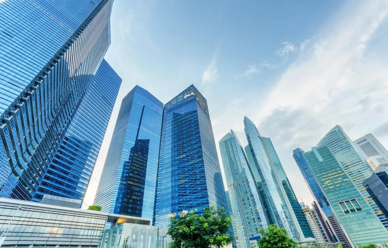 Photo wallpaper river, skyline, sky, sea, singapore, scene, reflection, riverside
