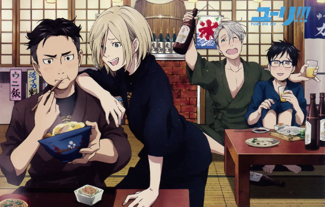 Photo wallpaper Yuri on the ice, Viktor Nikiforov, Yuri Plesetskiy, Yuri Katsuki, Yuri On Ice, Otabek Altyn