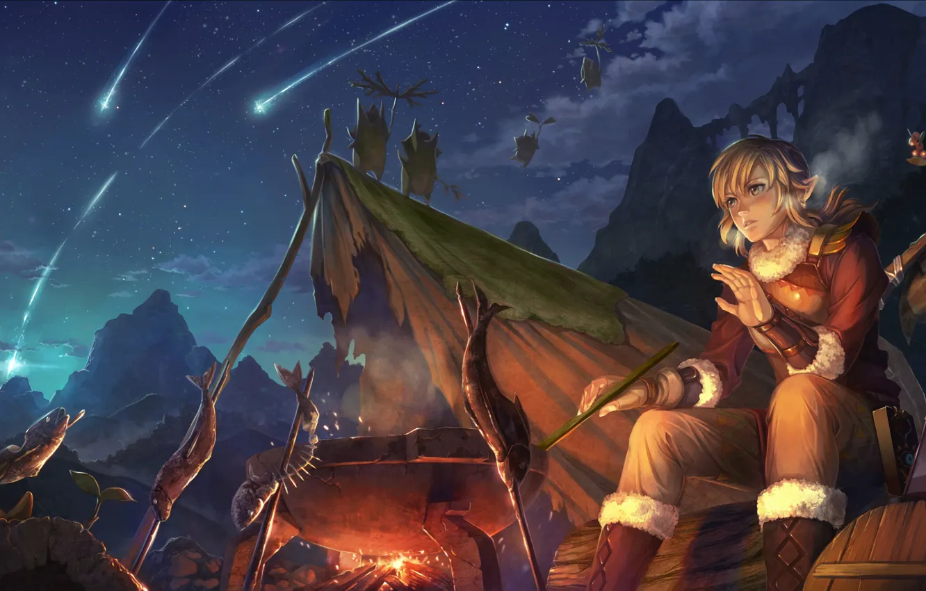 Photo wallpaper fish, the evening, art, characters