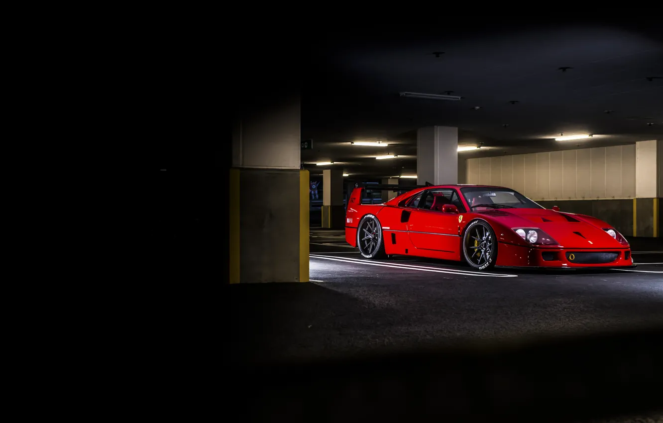 Photo wallpaper Red, F40, Parking