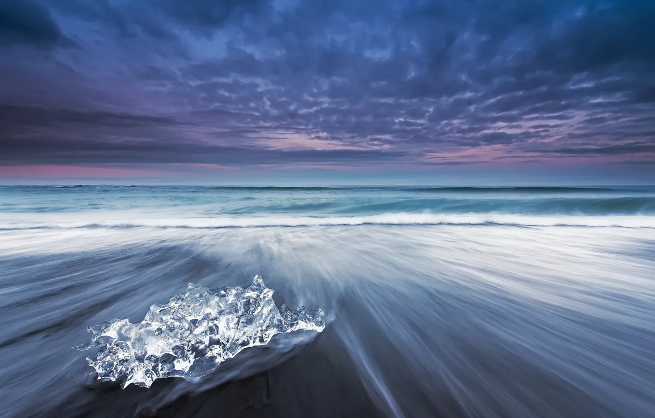 Photo wallpaper ice, the sky, clouds, the evening, excerpt, Iceland