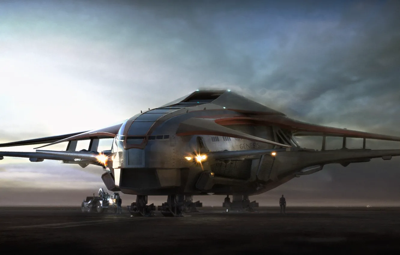 Photo wallpaper surface, landing, spaceship, starship