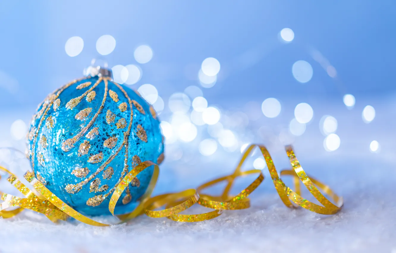 Photo wallpaper holiday, blue, ball, Christmas, New year, Christmas toy
